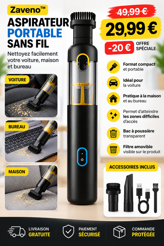 Aspirateur Portable Sans Fil Zaveno™